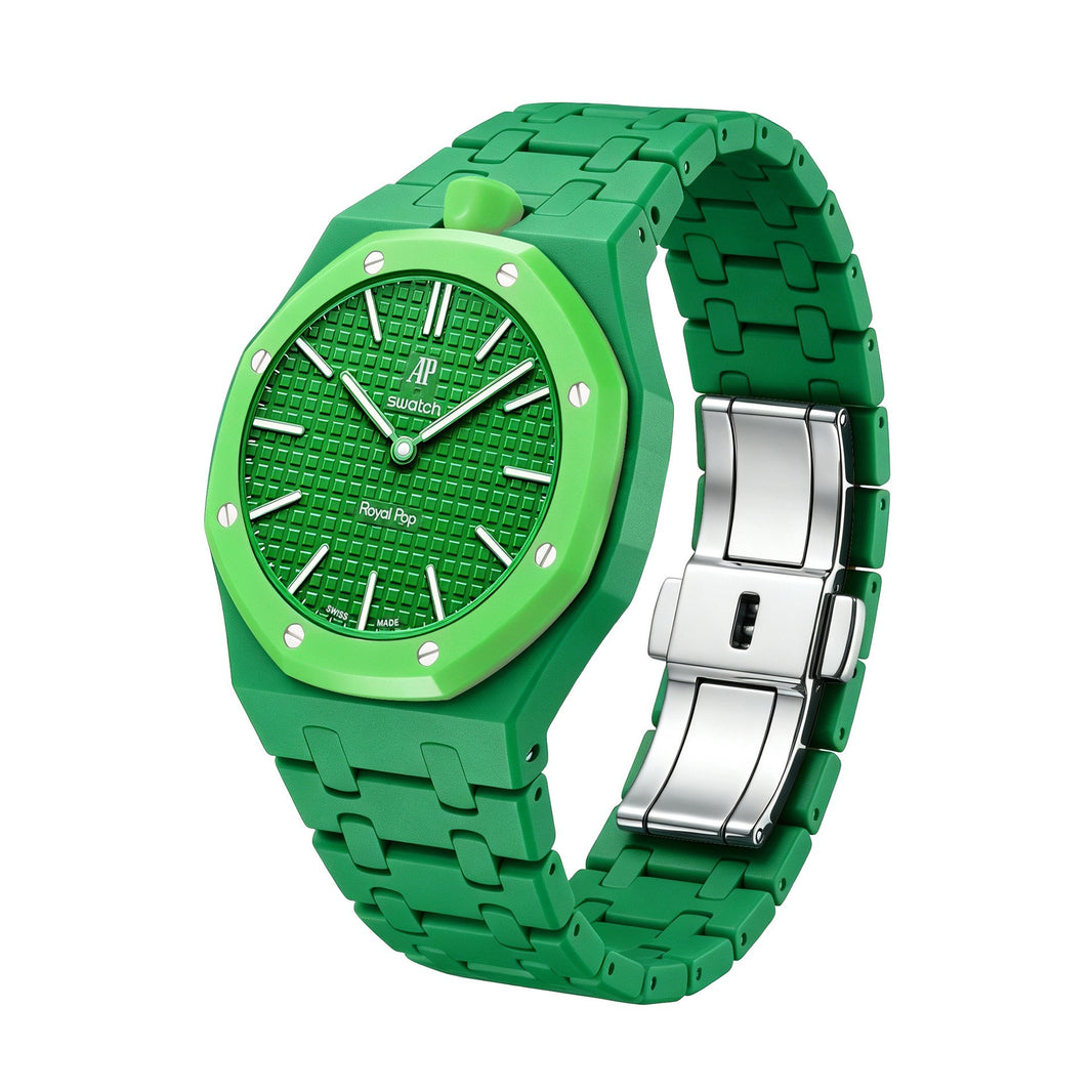 42mm bio-ceramic conversion case and integrated bracelet, green, crown at 12 o'clock