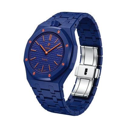 42mm bio-ceramic conversion case and integrated bracelet, navy, crown at 12 o'clock