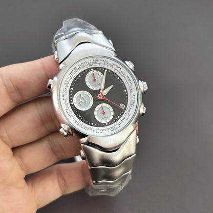 DSY/Dynamic Three-Eye Judge Design Millennium Y2K Retro Quartz Watch, Unisex American Trendy High-End Niche Wristwatch