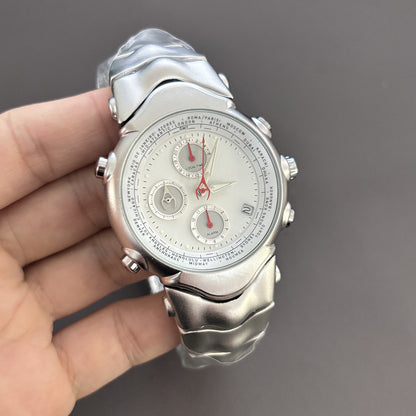 DSY/Dynamic Three-Eye Judge Design Millennium Y2K Retro Quartz Watch, Unisex American Trendy High-End Niche Wristwatch