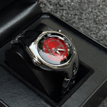 DSY/Y2K Irregular Distorted Dynamic Dual Display Men's Quartz Watch, Trendy Cool Waterproof Luminous Best-Selling Wristwatch
