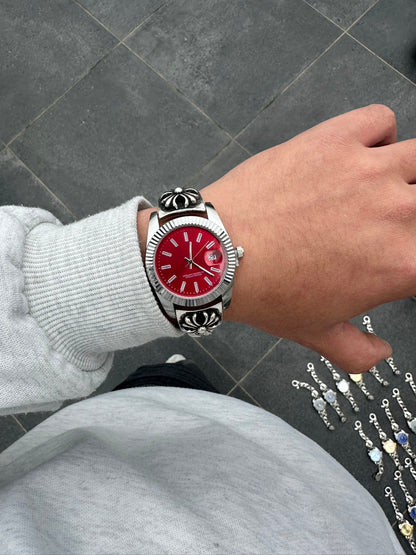 DSY/Original vintage watch with cross-flower strap, Y2K millennium vintage retro quartz timepiece, OEM.