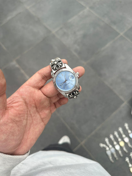 DSY/Original vintage watch with cross-flower strap, Y2K millennium vintage retro quartz timepiece, OEM.
