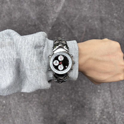 DSY/Dynamic Three-Eye Judge Design Millennium Y2K Retro Quartz Watch, Unisex American Trendy High-End Niche Wristwatch