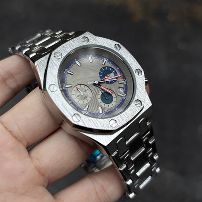 DSY Men's Watch 2026 New Model Best-selling Chronograph Quartz Watch with Water Resistance, Roman Numerals, Calendar, and Stainless Steel Band