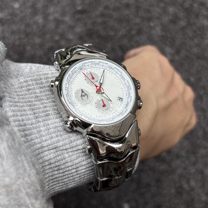 DSY/Dynamic Three-Eye Judge Design Millennium Y2K Retro Quartz Watch, Unisex American Trendy High-End Niche Wristwatch