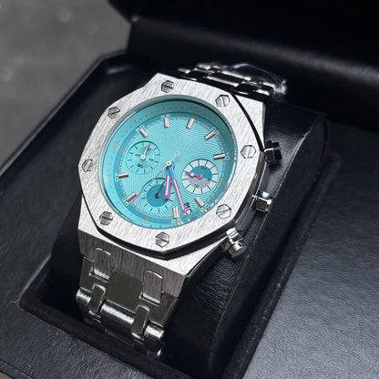 DSY Men's Watch 2026 New Model Best-selling Chronograph Quartz Watch with Water Resistance, Roman Numerals, Calendar, and Stainless Steel Band