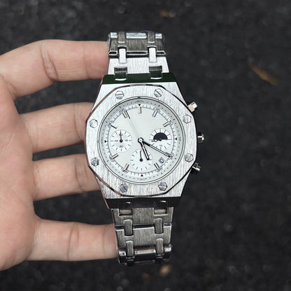 DSY Men's Watch 2026 New Model Best-selling Chronograph Quartz Watch with Water Resistance, Roman Numerals, Calendar, and Stainless Steel Band