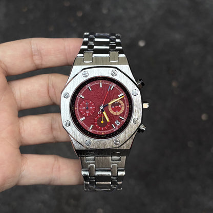 DSY Men's Watch 2026 New Model Best-selling Chronograph Quartz Watch with Water Resistance, Roman Numerals, Calendar, and Stainless Steel Band