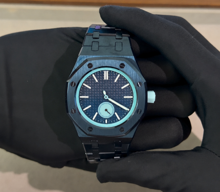 42mm Blue Plated Stainless Steel Conversion Case & Bracelet for Swatch × AP Royal Pop Pocket Watch